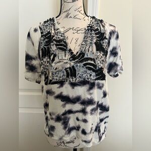 Tiny (Anthropologie) Sequined Tye Dye Short Sleeve Shirt